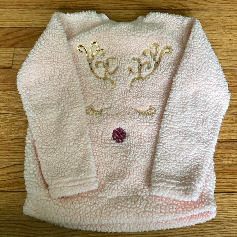 Btween children’s pink Christmas Sherpa sweater. Size 10